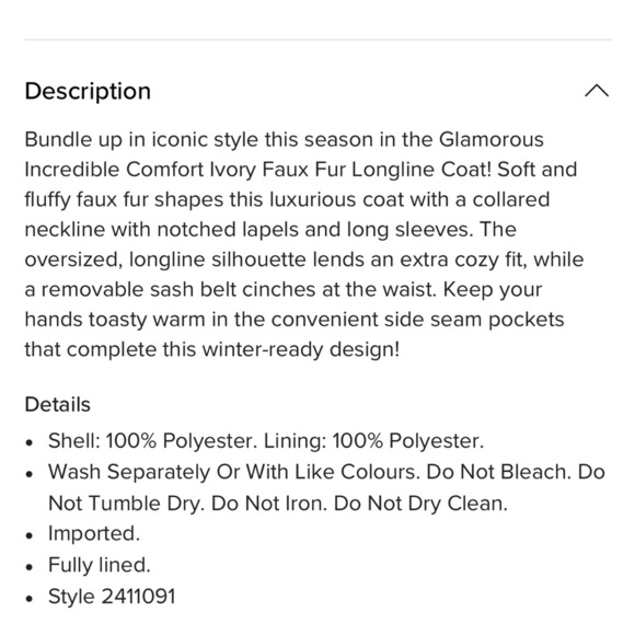 NWT Glamorous Ivory Faux Fur Jacket Size Medium - Picture 6 of 10